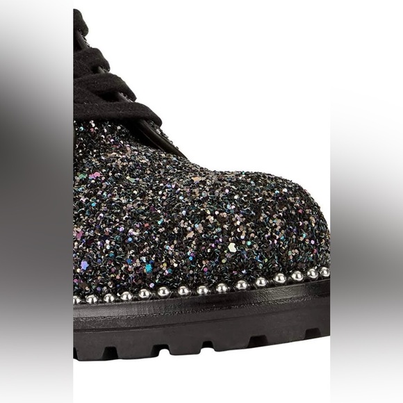 NEW Glittered Combat Boots Women's (w/ some blue,purple, green sparkle) - Picture 7 of 7